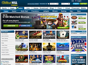 The landing page of William Hill casino