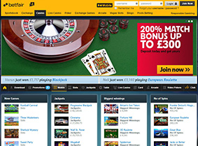 The lobby of Betfair Casino UK